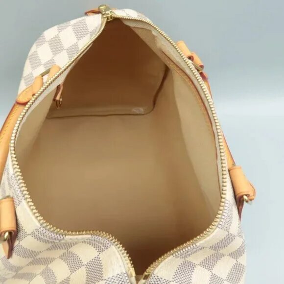 100% Authentic Louis Vuitton Speedy 30 White Damier Azur Canvas Tote - Picture 10 of 12
